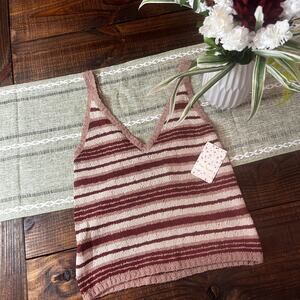 NEW Free People Ditsy Stripe Knit Tank Top M